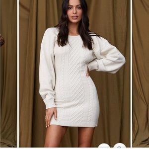 HARLOWE IVORY MINI SWEATER DRESS